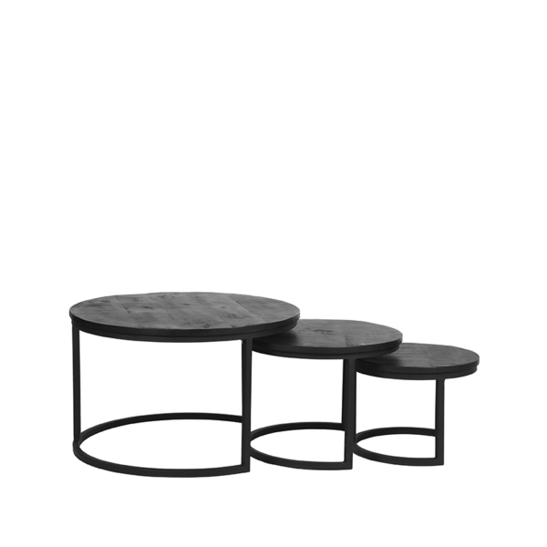 LABEL51 Salontafels Set Triplet - Zwart - MangohoutLABEL51
