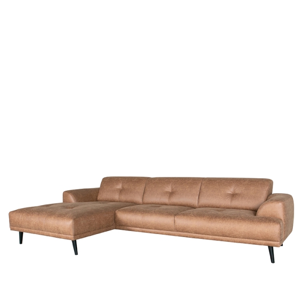 LABEL51 Bank Salerno - Cognac - Microfiber - Chaise Longue + 2