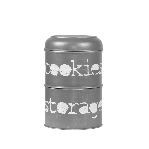 LABEL51 Opbergdozen en manden Opbergblik - Antiek grijs - Metaal - 17x17x27 cmLABEL51
