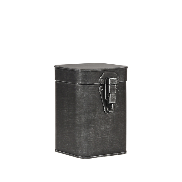 LABEL51 Opbergdozen en manden Opbergkist - Antiek grijs - Metaal - M - 12x12x17 cmLABEL51