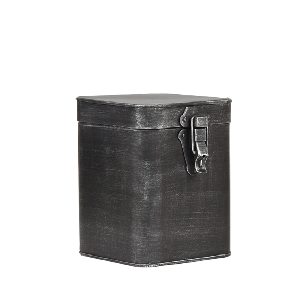 LABEL51 Opbergdozen en manden Opbergkist - Antiek grijs - Metaal - L - 15x16x19 cmLABEL51