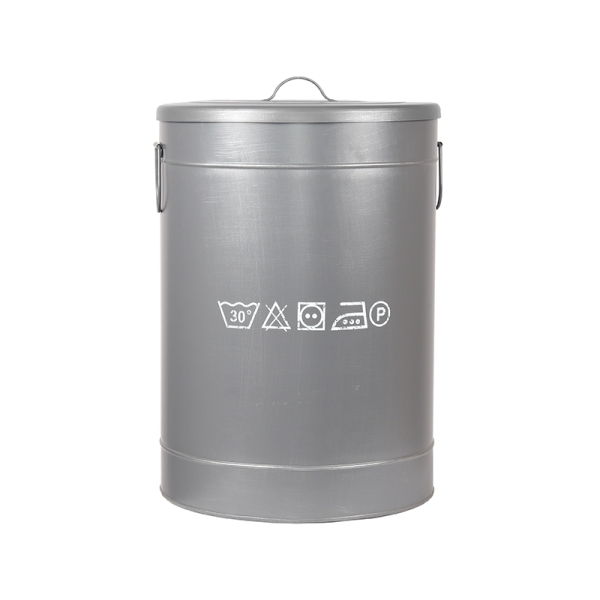 LABEL51 Opbergdozen en manden Wasmand - Grijs - Metaal - LLABEL51