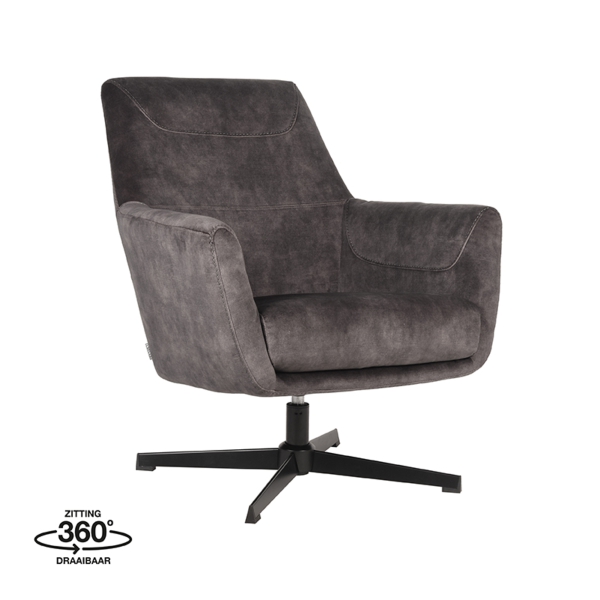 LABEL51 Fauteuil Toby - Antraciet - VeloursLABEL51