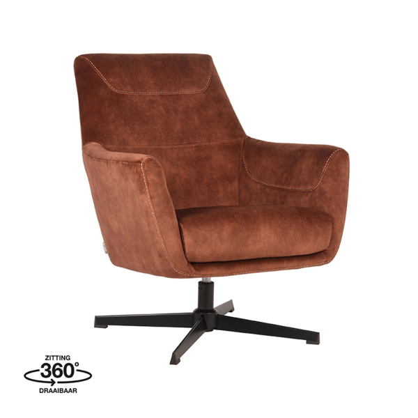 LABEL51 Fauteuil Toby - Rust - VeloursLABEL51