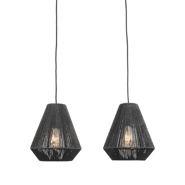 LABEL51 Hanglamp Ibiza - Zwart - Jute - 2-LichtsLABEL51