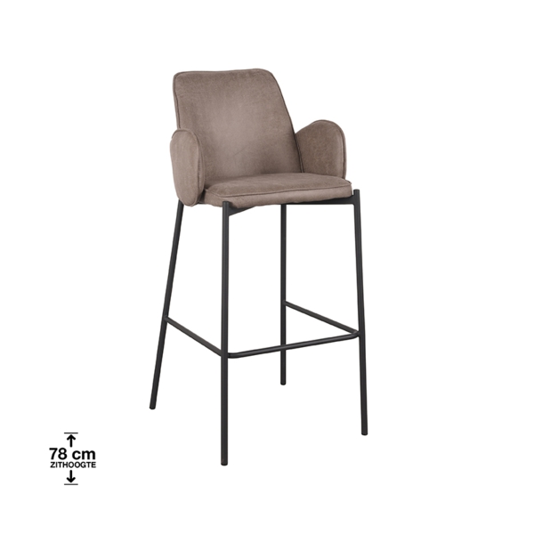 LABEL51 Barkrukken Joni - Taupe - Microfiber - Zithoogte 78 cmLABEL51