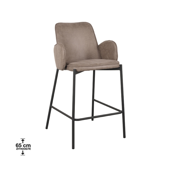 LABEL51 Barkrukken Joni - Taupe - Microfiber - Zithoogte 65 cmLABEL51