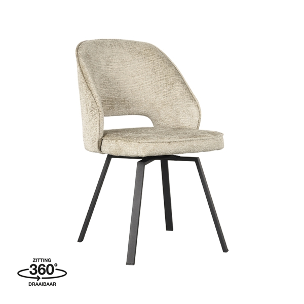 LABEL51 Eetkamerstoelen Lewis - Beige - FluweelLABEL51