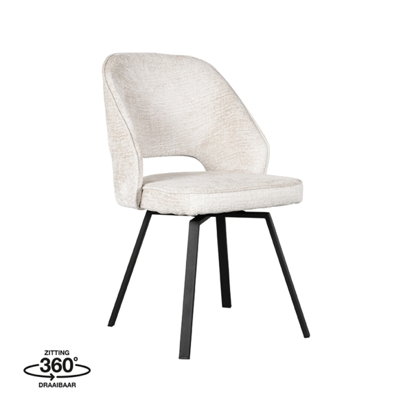 LABEL51 Eetkamerstoelen Lewis - Crème - FluweelLABEL51
