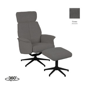 LABEL51 Fauteuil Verdal - Antraciet - Cosmo - Incl. HockerLABEL51