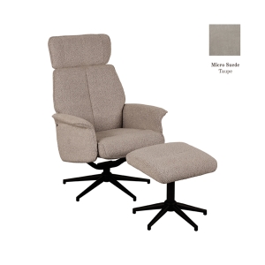 LABEL51 Fauteuil Verdal - Taupe - Micro Suede - Incl. HockerLABEL51