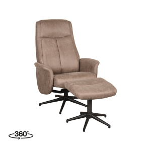 LABEL51 Fauteuil Bergen - Taupe - Micro Suede - Incl. HockerLABEL51